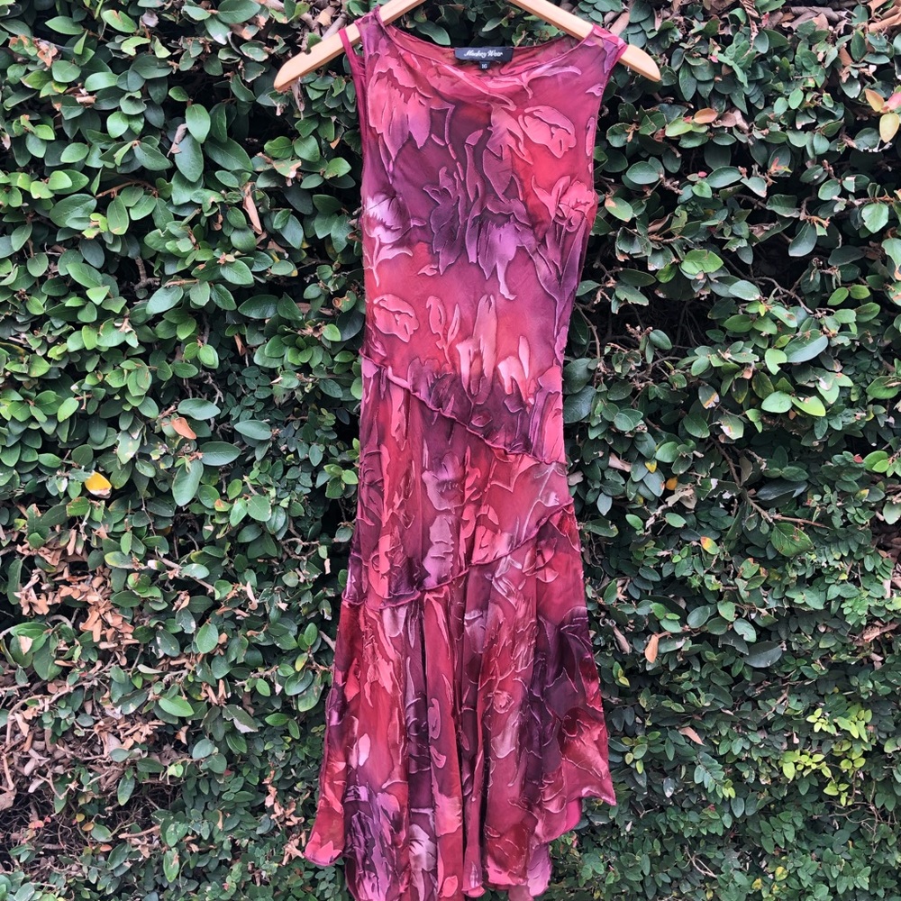 Gorgeous, unique maroon dress with slip